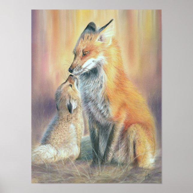 Arte de parede em pôster com impressão de raposa.  (Frente)