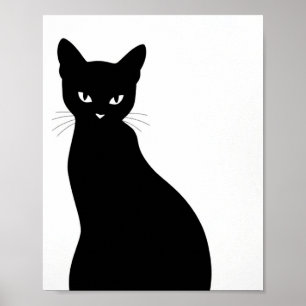 Arte de parede em pôster da silhueta de gato preto