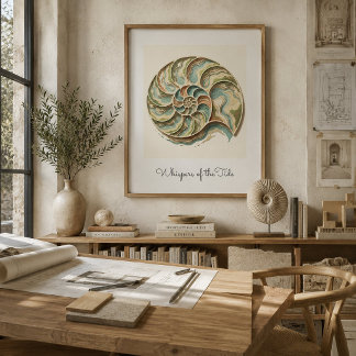 Arte de parede em poster de concha de Nautilus Cos