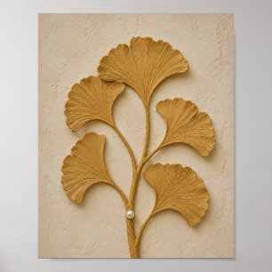 Arte de Parede em Poster de Folha de Ginkgo Dourad