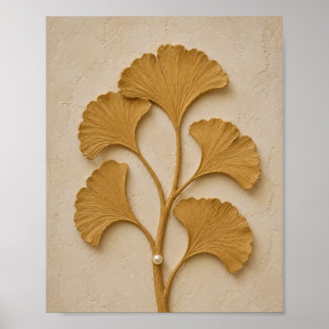 Arte de Parede em Poster de Folha de Ginkgo Dourad (Frente)