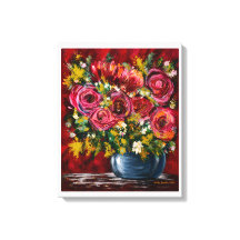 Arte de Parede em Tela Floral Rosa | Impressão de
