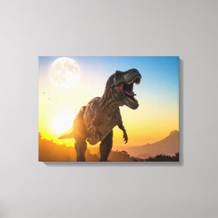 Arte de Parede em Tela T-Rex – Decoração de Dinoss