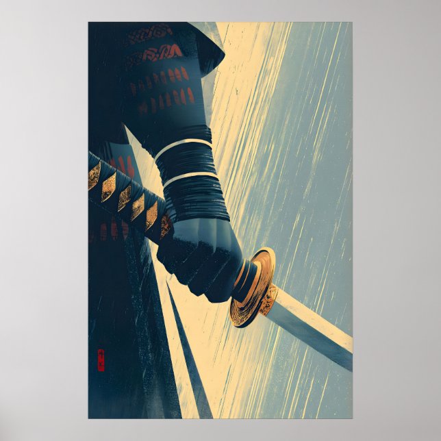 Arte de Parede Espada Samurai em Estilo de Pôster  (Frente)