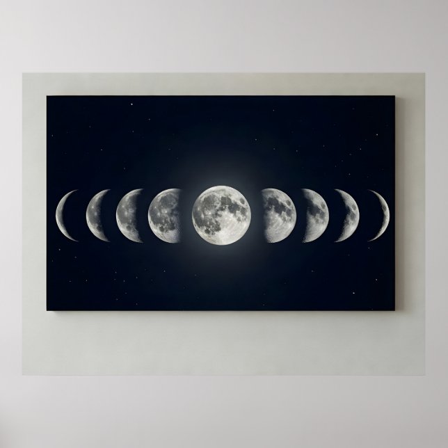 Arte de Parede Fases da Lua Impressão em Tela (Frente)