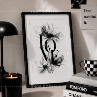 Arte de Parede Floral Amor Poster | Tipografia Bot
