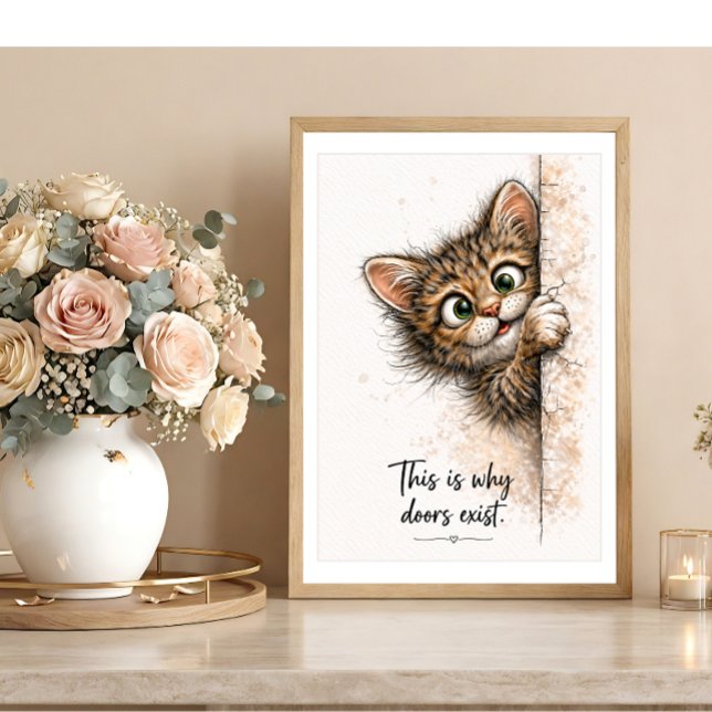 Arte de Parede Gatinho Espiando - Impressão Engraç (Criador carregado)