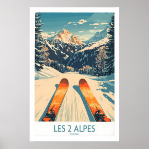Arte de Parede Les 2 Alpes Impressão de Esqui 1