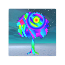 Arte de Parede Metálica em Árvore Arco-Íris