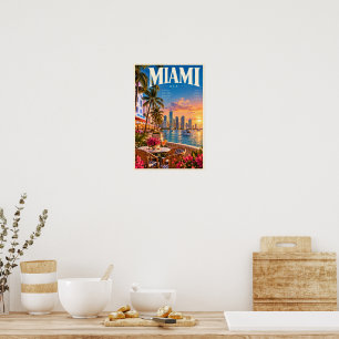Arte de parede Miami EUA Orla Skyline Poster de Vi