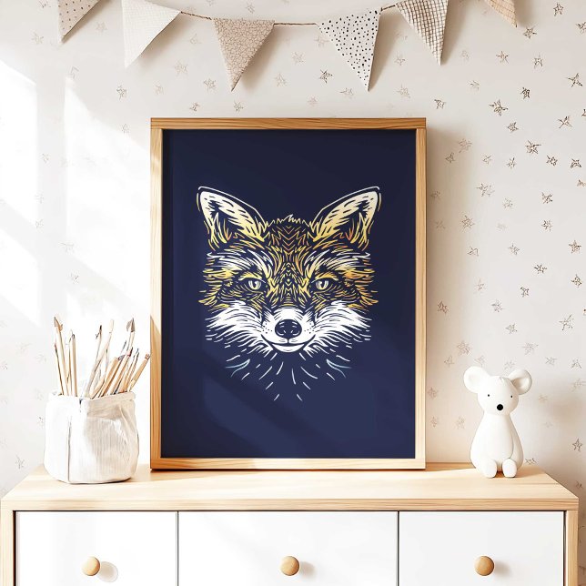 Arte de Parede para Berçário Poster de Raposa da F (Woodland Fox Nursery Wall Art Poster Print by TinkPrints.)