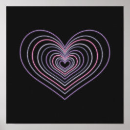 Arte de Parede Poster Coração Neon Roxo