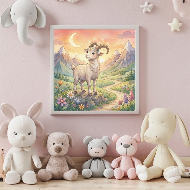 Arte de Parede Poster de Bebê Capricórnio Fofo (Criador carregado)