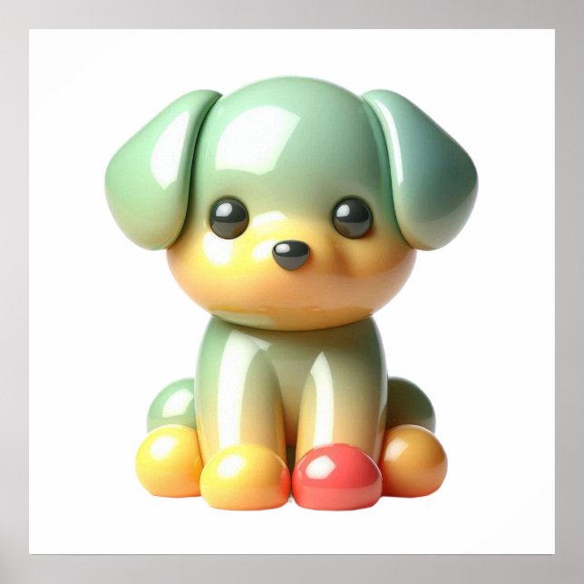 Arte de Parede Poster de Cachorrinho Bonito e Bril (Frente)