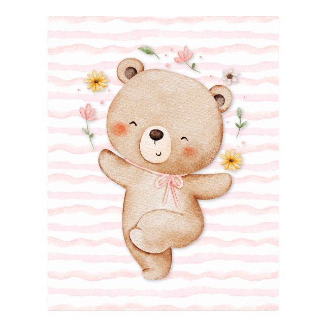 Arte de parede pôster de urso de pelúcia Pôster de (Teddy bear wall art poster Happy dance poster)
