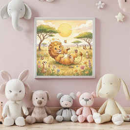 Arte de Parede Poster do Bebê Leão Zodíaco Fofo