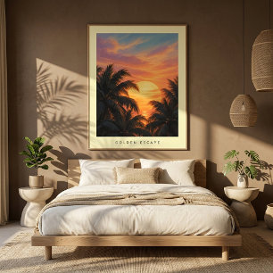 Arte de Parede Poster do Pôr do Sol Dourado da Cos