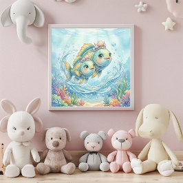 Arte de Parede Poster do Zodíaco de Peixes Bebê Fo