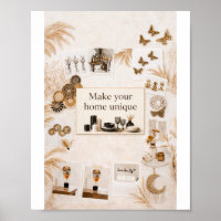 Arte de Parede Poster Elegante Boho Chic - Faça da