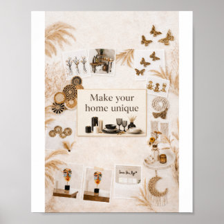 Arte de Parede Poster Elegante Boho Chic - Faça da