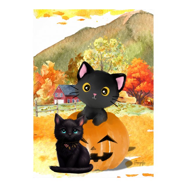 Arte de Parede Poster “Mamãe e Eu” Gatos Pretos (Black Cats “Mommy and Me” Wall Art Poster)