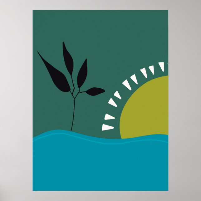 arte de parede pôster minimalista sol verde tendên (Frente)