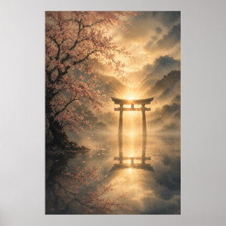 Arte de Parede Poster Noturno Torii Japonês Japand