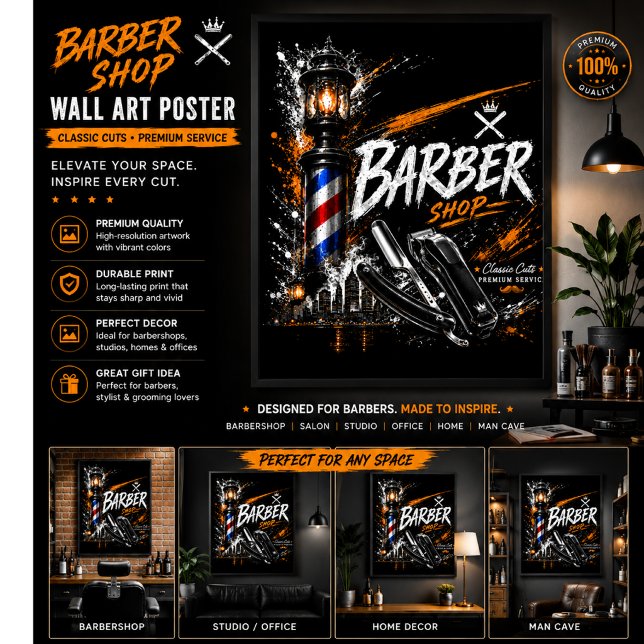 Arte de Parede Poster para Barbearia (Criador carregado)