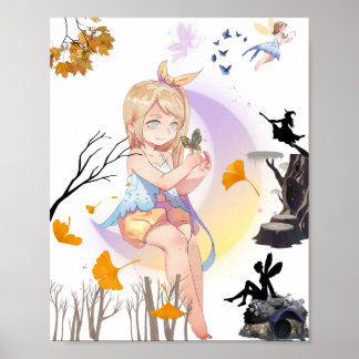 Arte de Parede Poster Princesa Fada Anime Fofa
