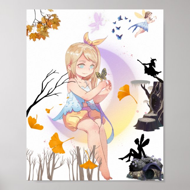 Arte de Parede Poster Princesa Fada Anime Fofa (Frente)