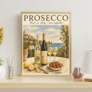Arte de Parede Prosecco Poster de Vinho Italiano