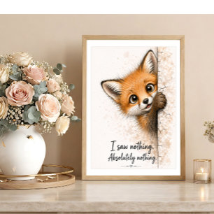Arte de Parede Raposa Curiosa Impressão de Arte de