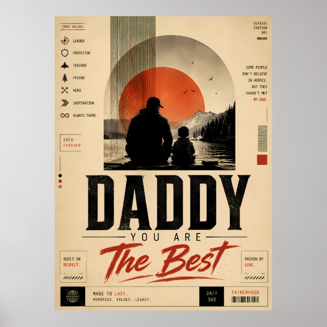 Arte de Parede Retro Pai e Filho Poster (Frente)