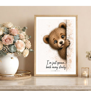 Arte de Parede Urso Bisbilhoteiro Impressão Engraç