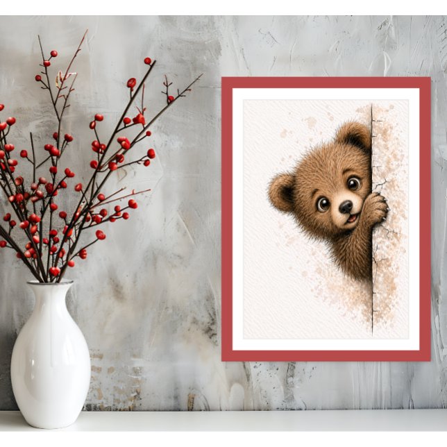 Arte de Parede Urso Fofo Espiando Impressão de Fil (Criador carregado)