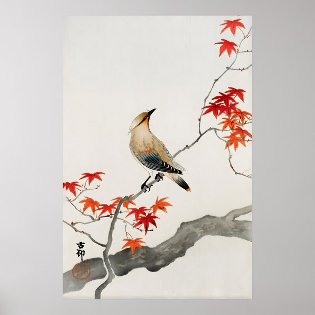Arte de Pássaro Japonês Impressão em Parede  Botân (Frente)