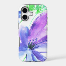 Arte de pintura a aquarela de flor azul