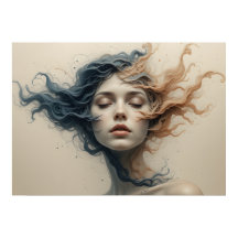 Arte de Poster Abstrato de Parede Rostos com Desen