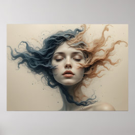 Arte de Poster Abstrato de Parede Rostos com Desen