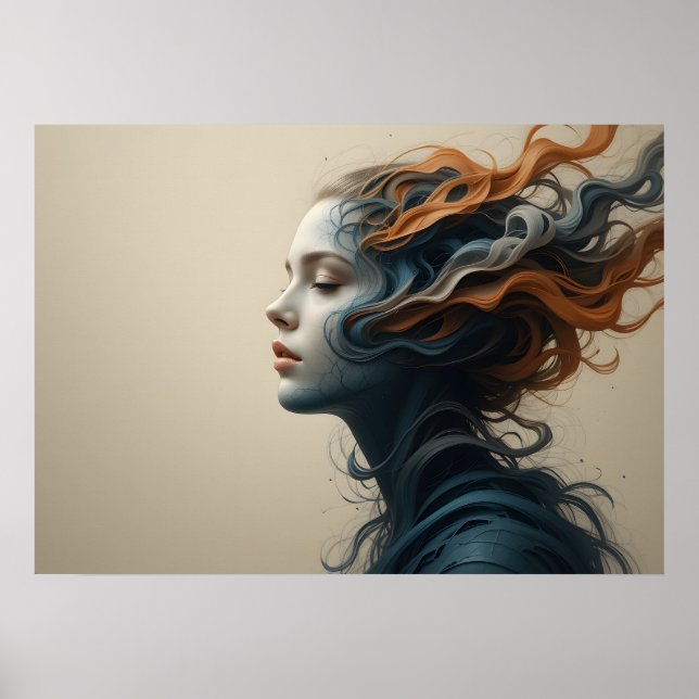 Arte de Poster Abstrato de Parede Rostos com Desen (Frente)