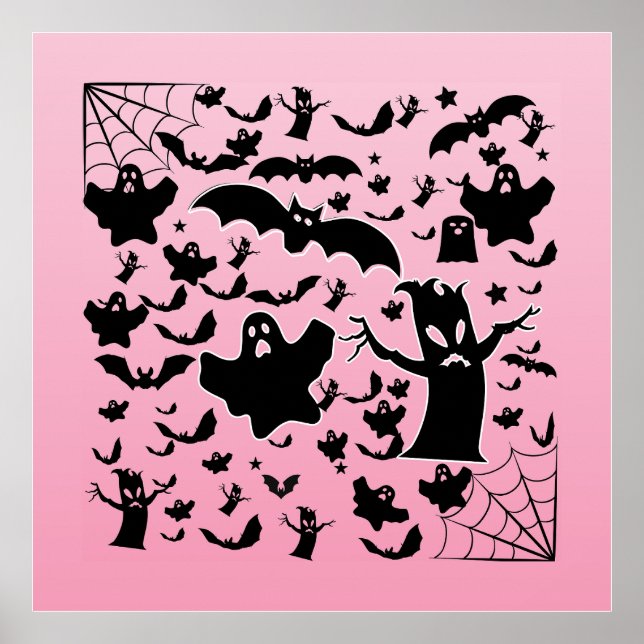 Arte de Poster de Halloween Silhueta de Fantasma A (Frente)
