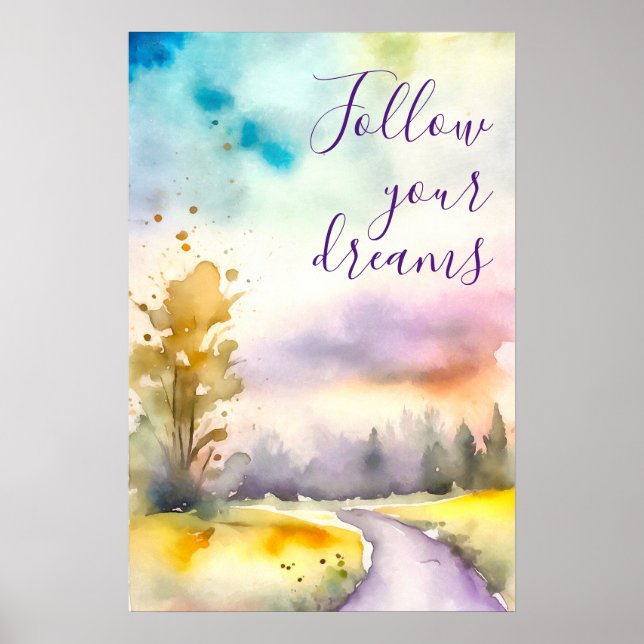 Arte de Poster de Motivação de Aquarelas (Frente)