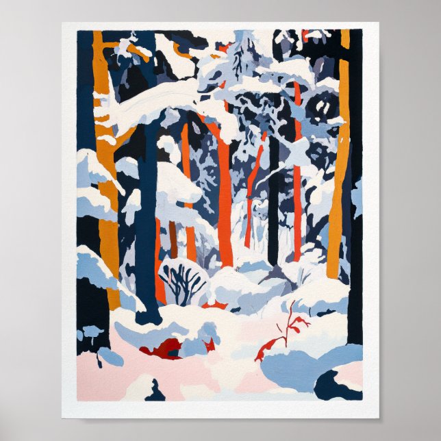 Arte de Poster de Muro de inverno da Floresta de N (Frente)