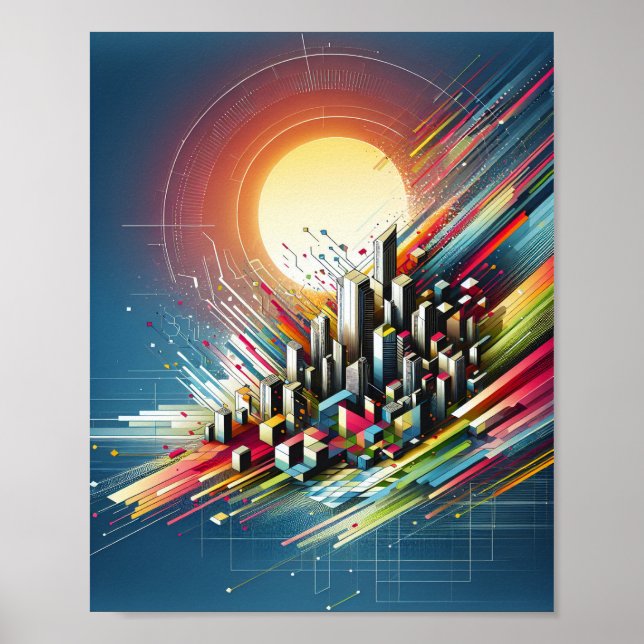 Arte de Poster de Paisagem Urbana da Cidade (Frente)