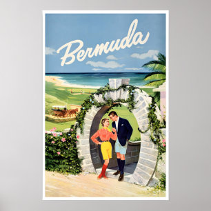 Arte de Poster de Viagem de Bermudas em Casa Vinta