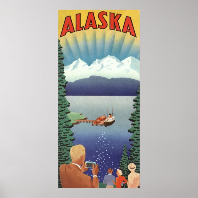 Arte de Poster de Viagem do Alasca Antigo, Paisage (Frente)