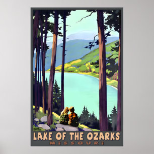 Arte de Poster de Viagem do Lago dos Ozarks Missou