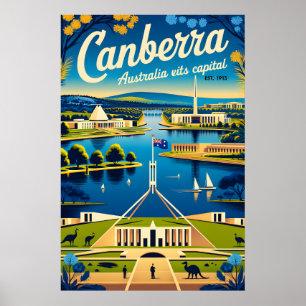Arte de Poster de Viagem Retro Canberra Austrália