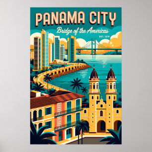 Arte de Poster de Viagem Retro da Cidade do Panamá