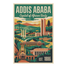 Arte de Poster de Viagem Retro de Addis Abeba Etió